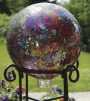 Sequin Glass Gazing Ball Yellow/Blue